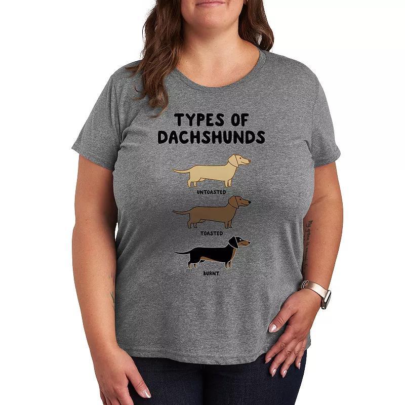 Plus Types Of Dachshunds Graphic Tee, Women's, Size: 1XL, Grey Gray Product Image