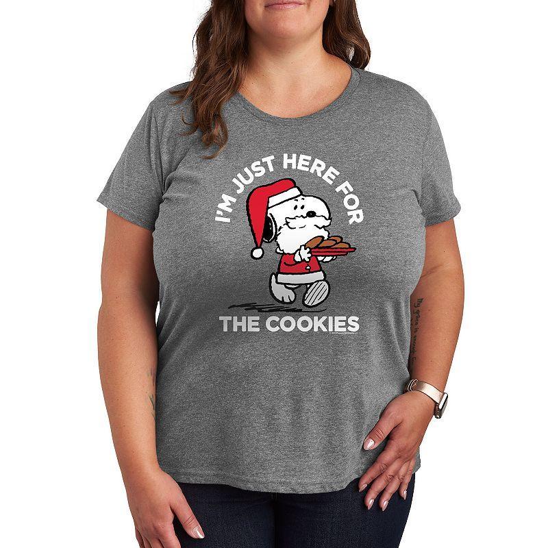 Plus Peanuts Snoopy Cookies Graphic Tee, Women's, Size: 2XL, Grey Green Product Image