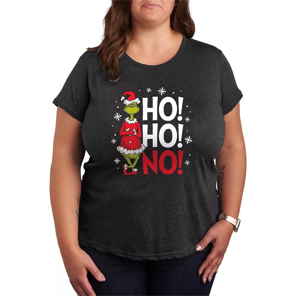 Plus Size Dr. Seuss Grinch Ho Ho No Graphic Tee, Women's, Size: 2XL, Heather Grey Product Image