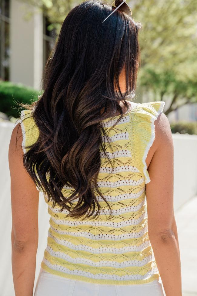 Social Hour Lime Striped Crochet Tank FINAL SALE Product Image