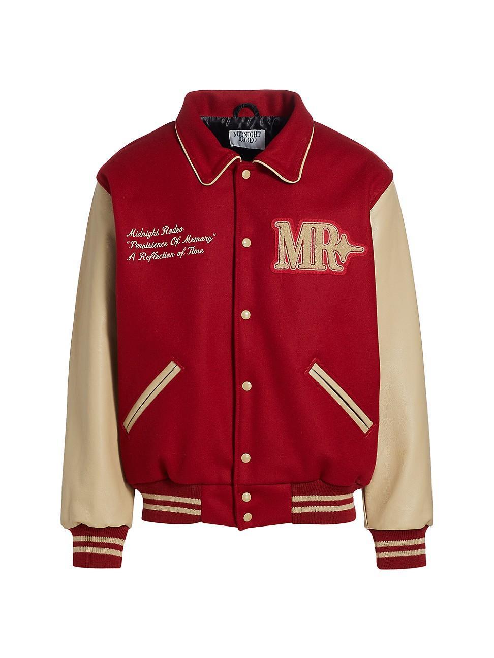 Mens Persistance of Memory Wool & Leather Varsity Jacket Product Image