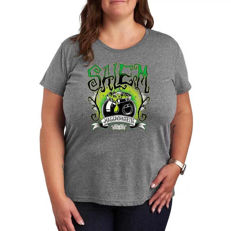 Plus Size Salem Witchy Collegiate Graphic Tee, Women's, Size: 3XL, Grey Gray Product Image