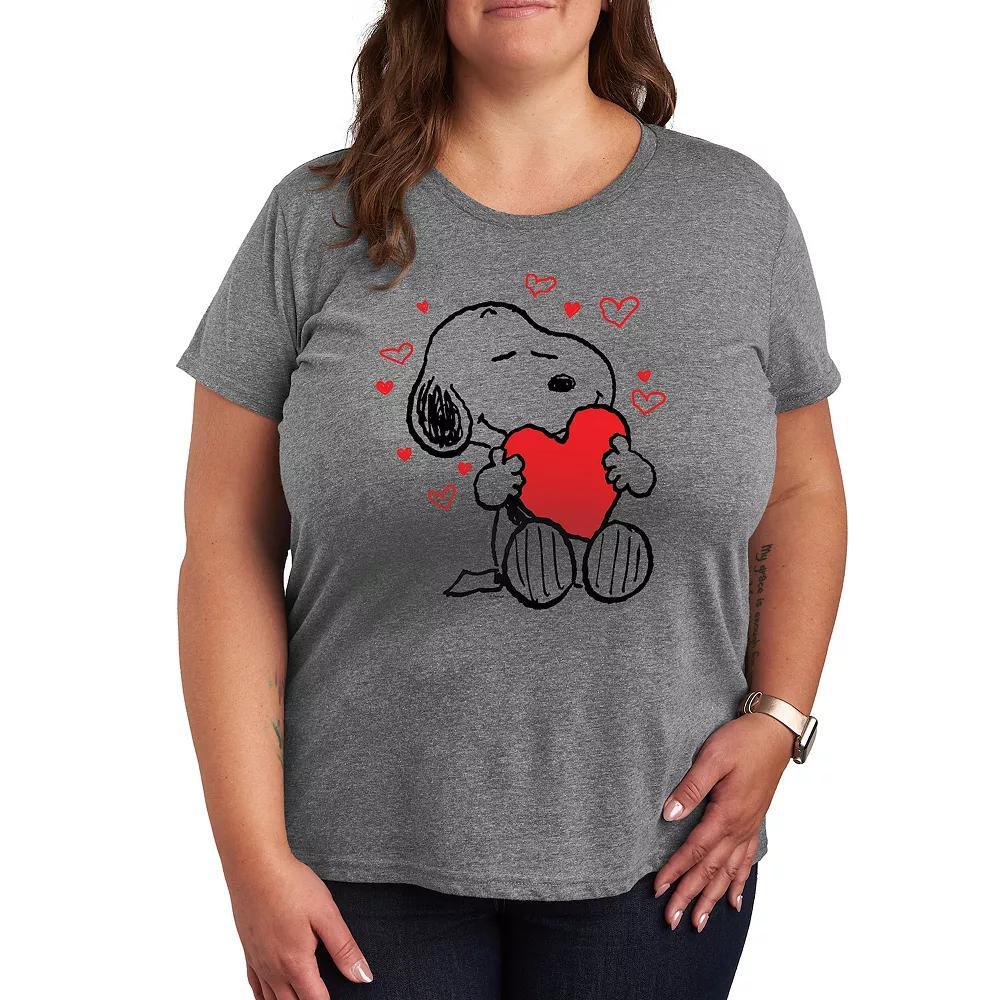 Plus Peanuts Snoopy Hearts Graphic Tee, Women's, Size: 1XL, Grey Gray Product Image