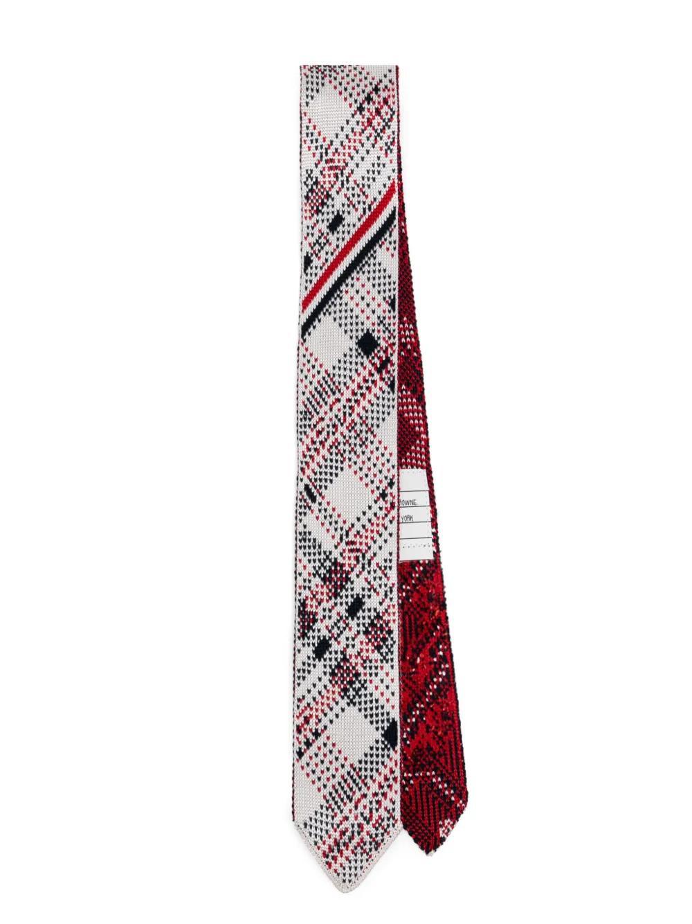 THOM BROWNE Madras Check Jacquard Knitted Tie In Red Product Image