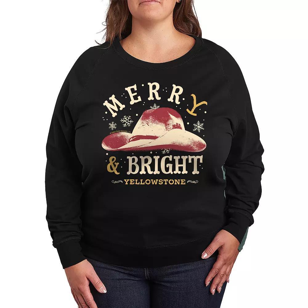 Plus Size Yellowstone Merry & Bright French Terry Long Sleeve Tee, Women's, Size: 4XL, Black Product Image