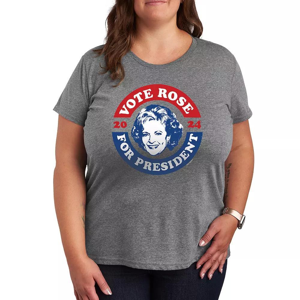 Women's Golden Girls President Rose Graphic Tee, Girl's, Size: XL, Grey Gray Product Image