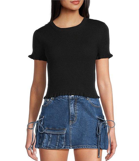 GB Short Sleeve Ruffle Trim Sweater Product Image