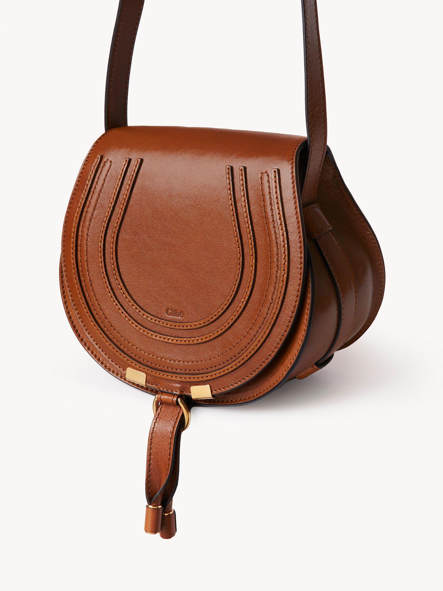 Small Marcie saddle bag in shiny leather Product Image