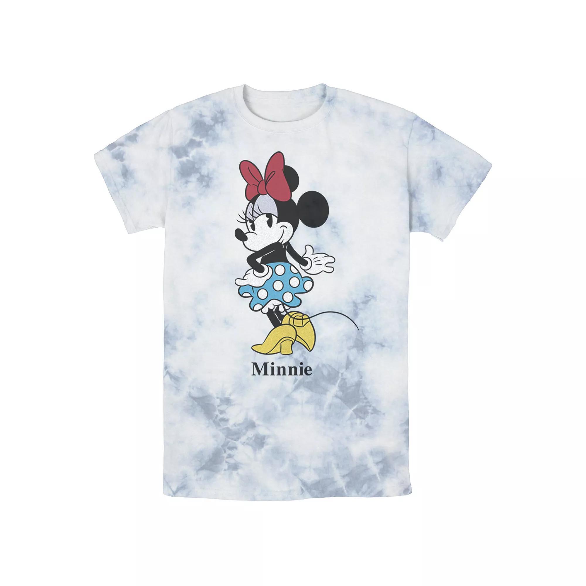 Men's Disney Mickey And Friends Minnie Classic Text Portrait Wash Tee, Size: Large, White Blue Product Image