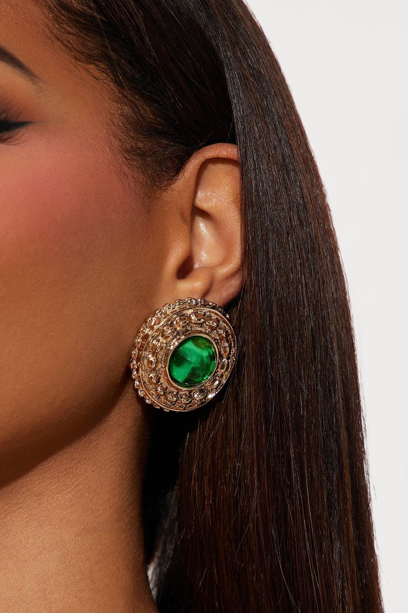 Linsey Earrings - Gold/Green Product Image