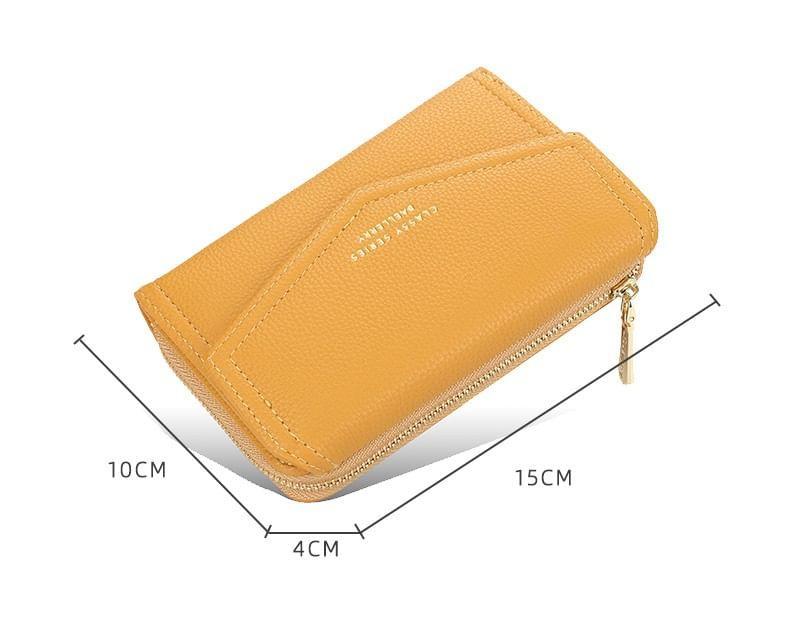 Lettering PVC Panel Faux Leather Trifold Wallet Product Image