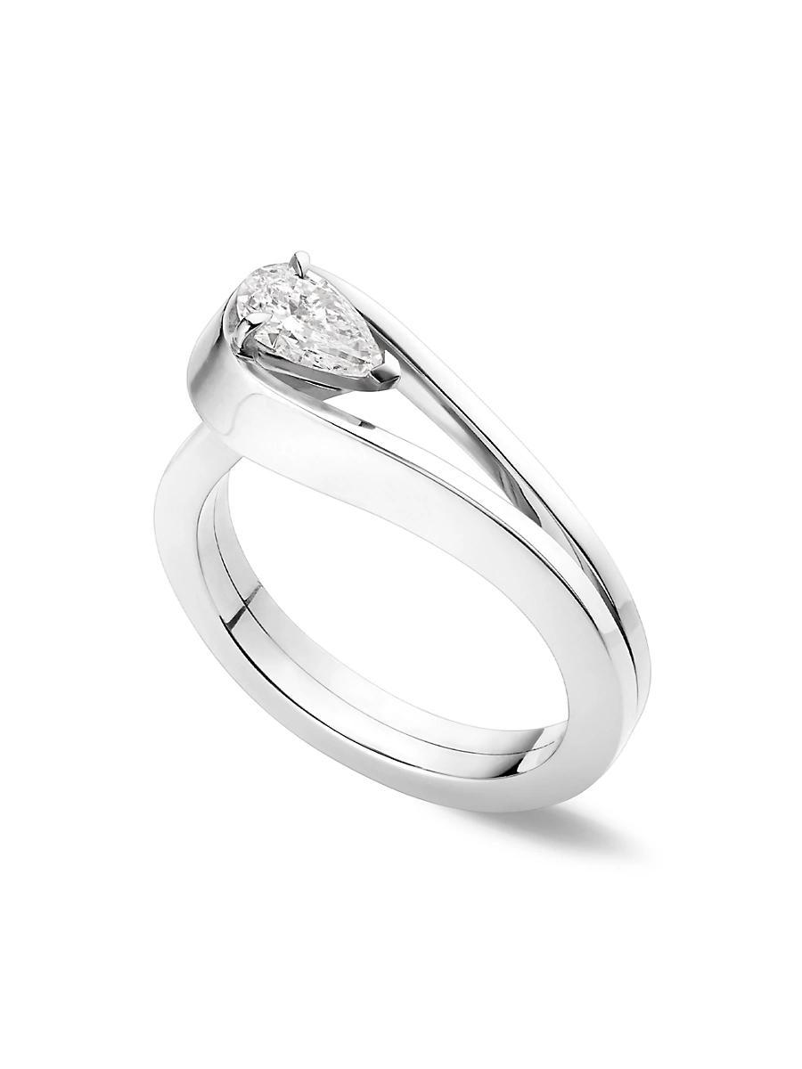 Womens Serti Invers 18K White Gold & Diamond Ring Product Image