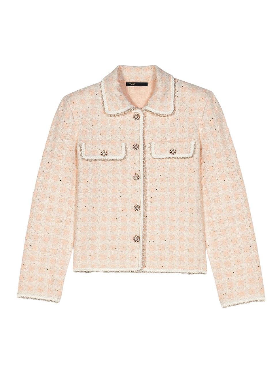 Womens Tweed-Effect Knit Jacket Product Image