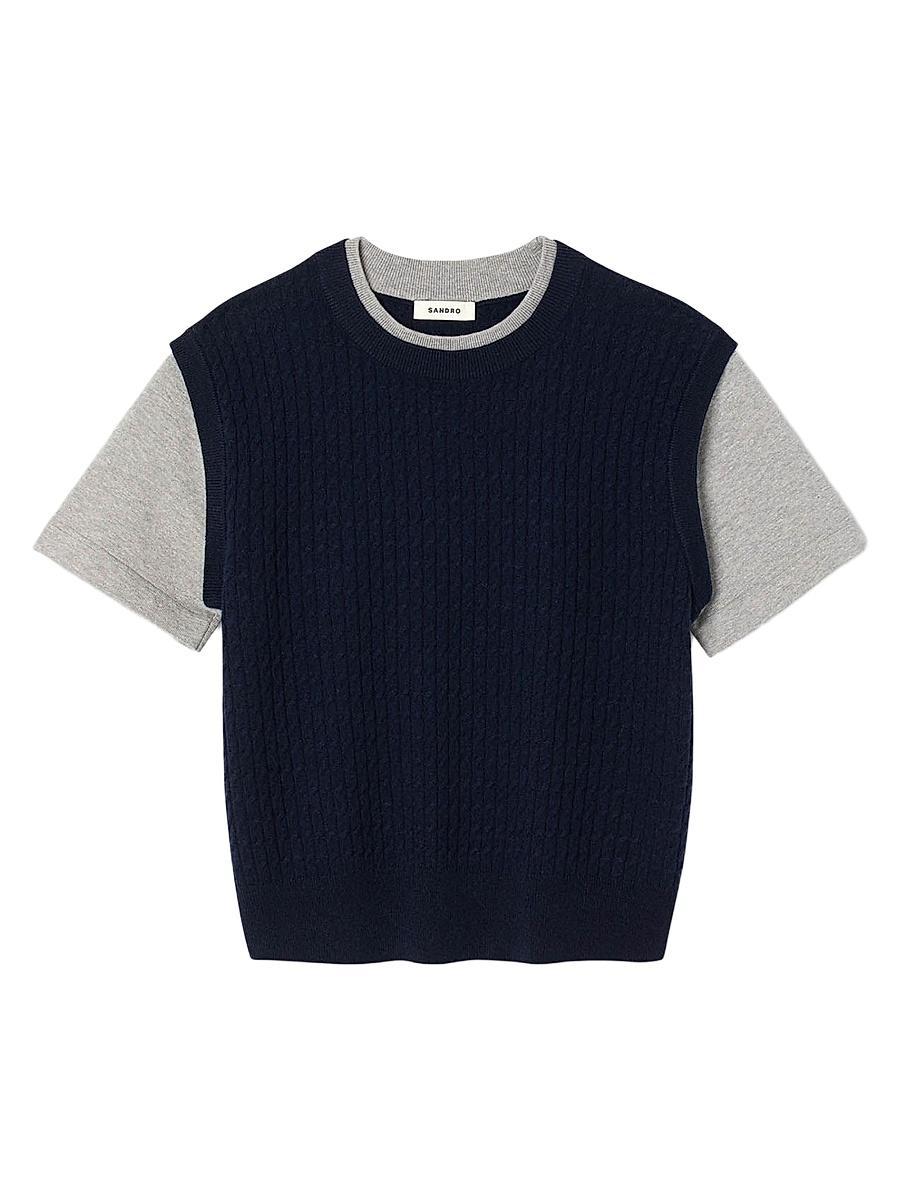 Womens Dual-Material Knit Jumper Product Image