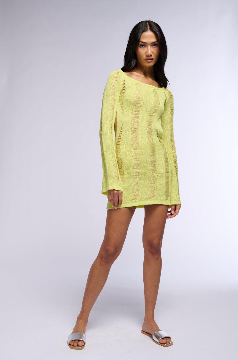 NOTHING PHASES ME KNIT MINI DRESS IN GREEN Product Image