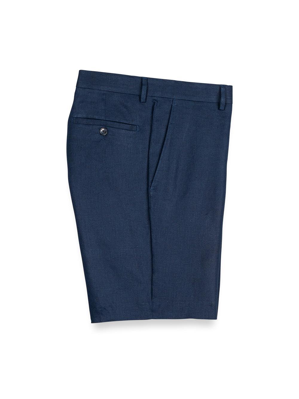 Linen Flat Front Shorts - Navy Product Image