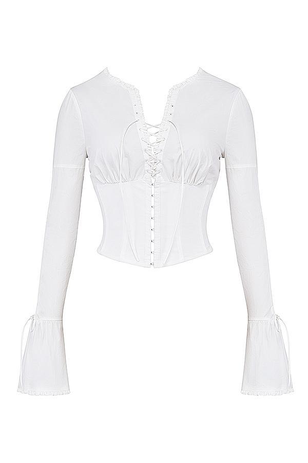 Anissa White Lace Up Top Product Image