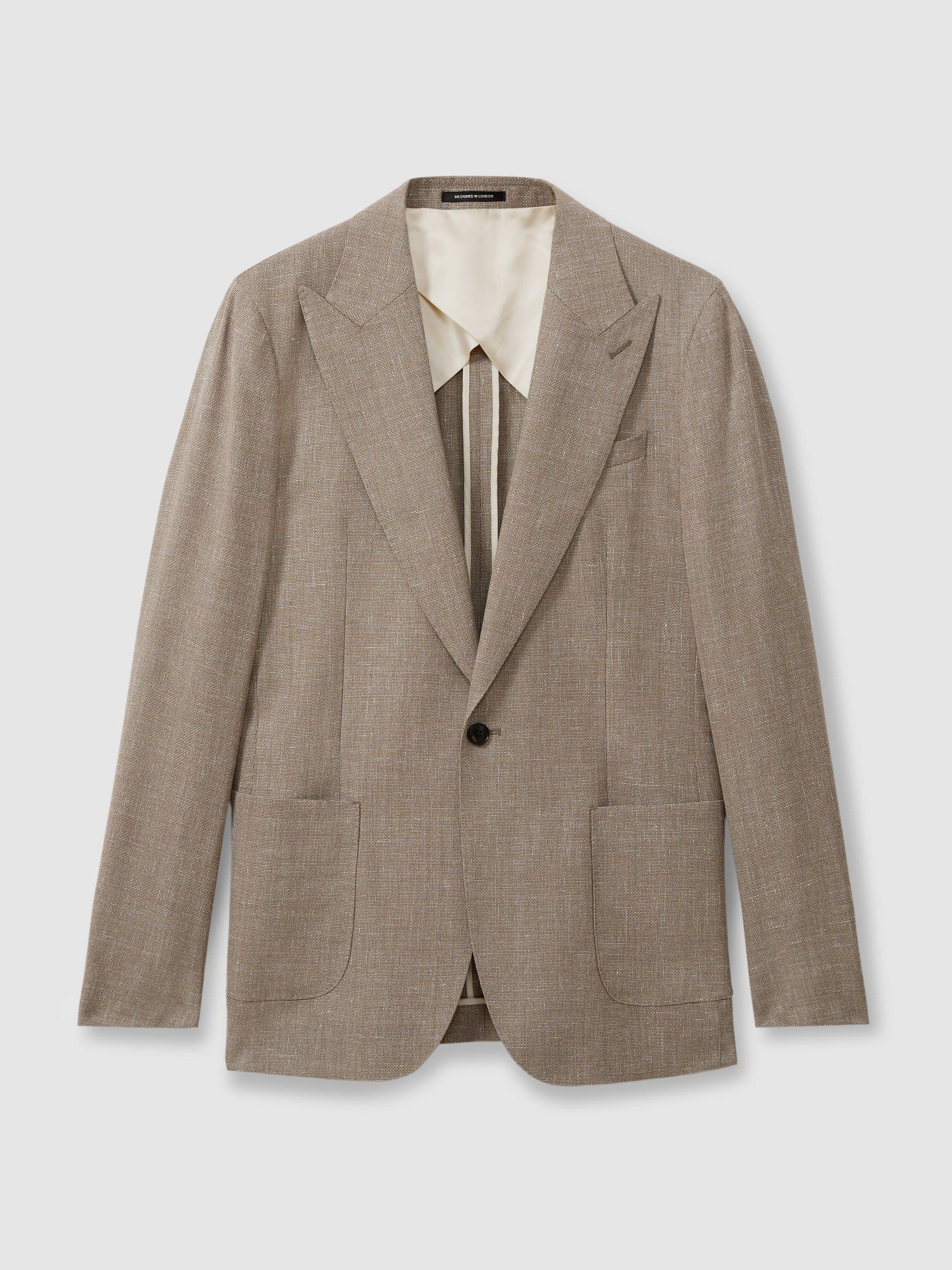 Clutch Mid Brown Wool Blend Textured Slub Single Breasted Blazer Product Image