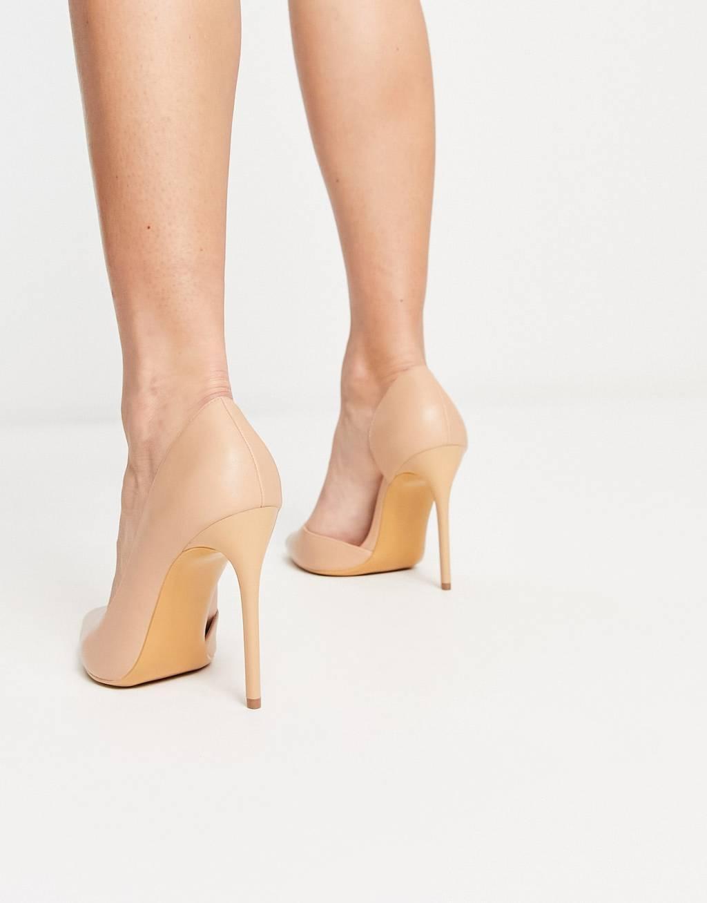 Truffle Collection pointed stiletto heels in rose gold Product Image