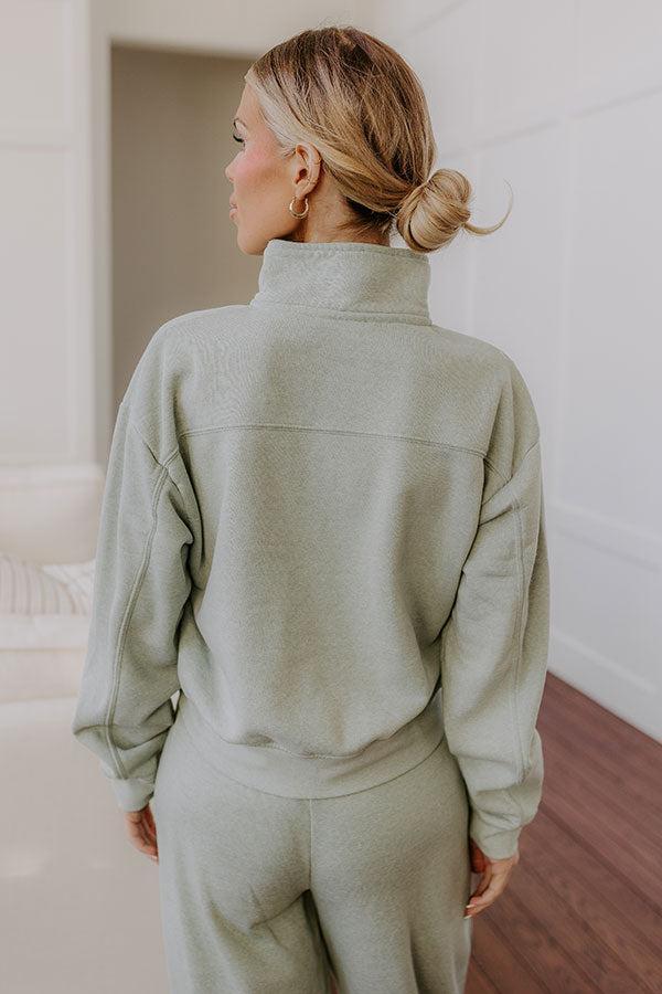 Cozy Lifestyle Vintage Wash Pullover in Sage Product Image