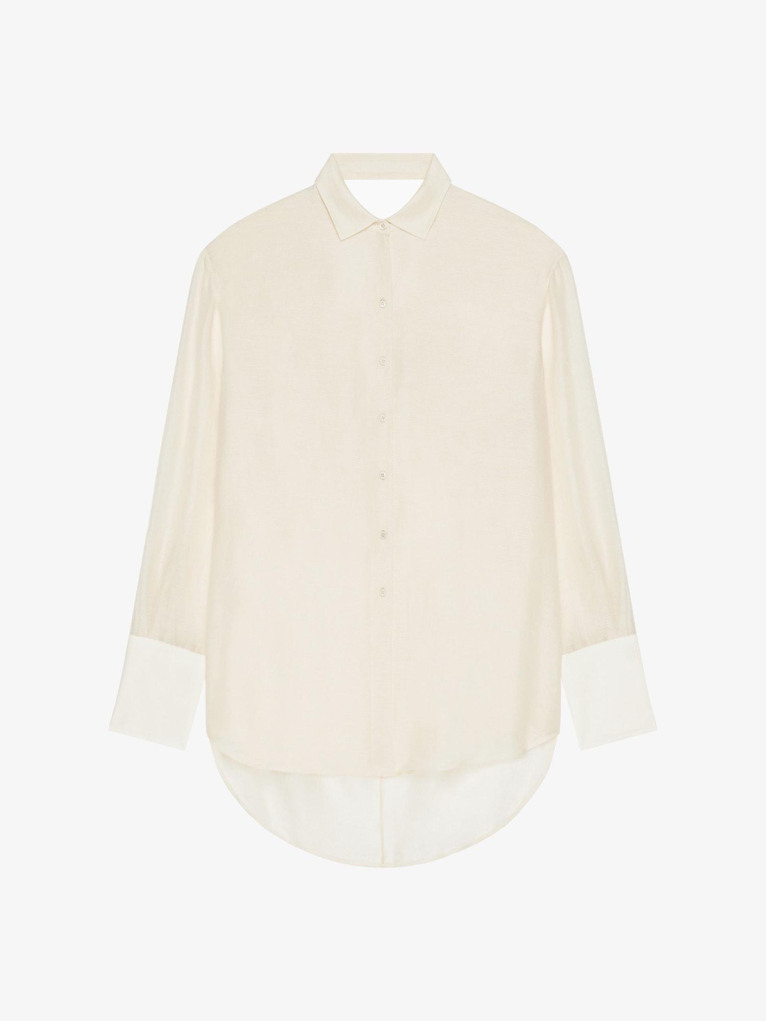 Oversized shirt in silk and linen with draped back Product Image