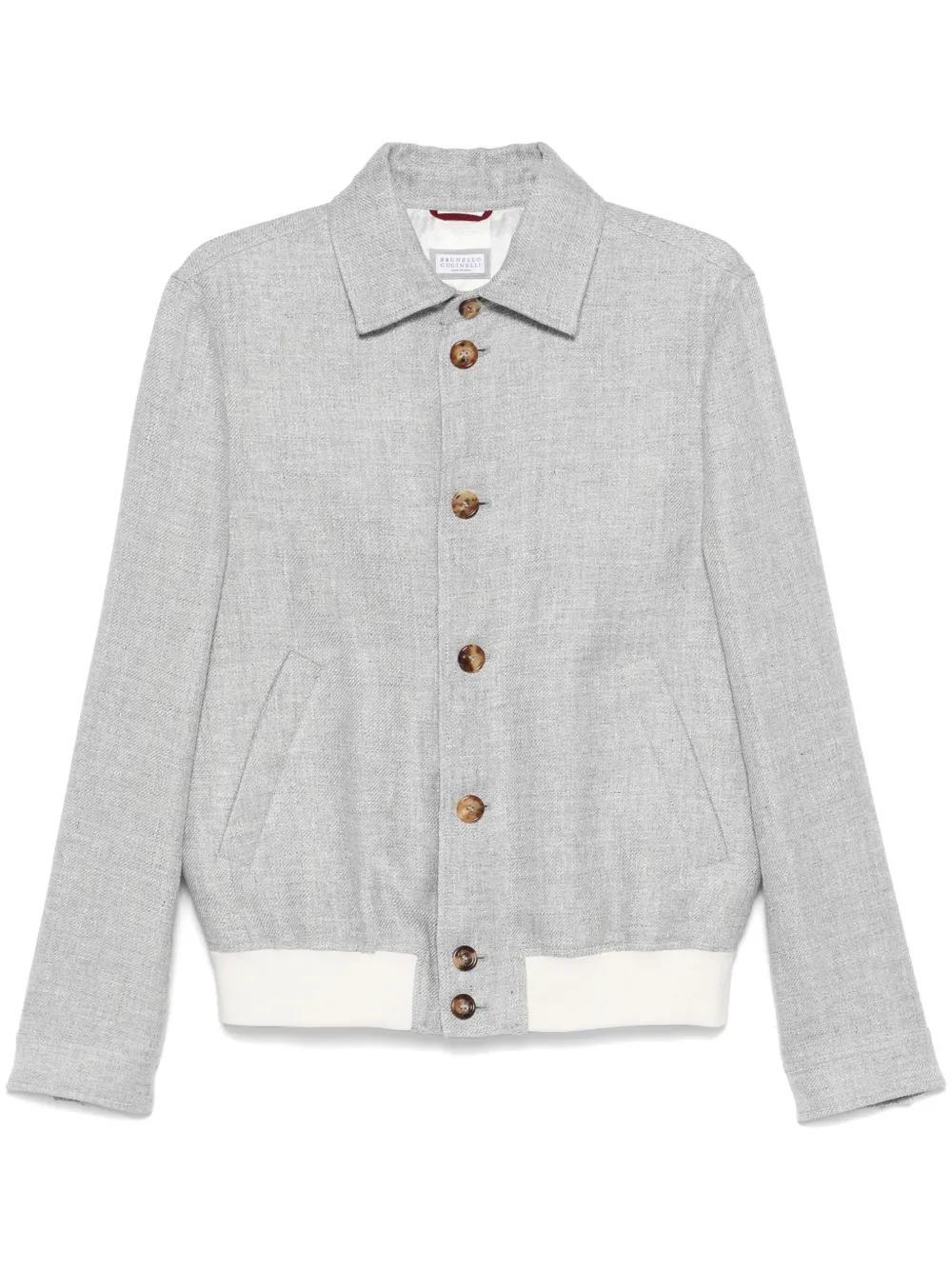 BRUNELLO CUCINELLI Mélange-effect Bomber Jacket In Gray Product Image