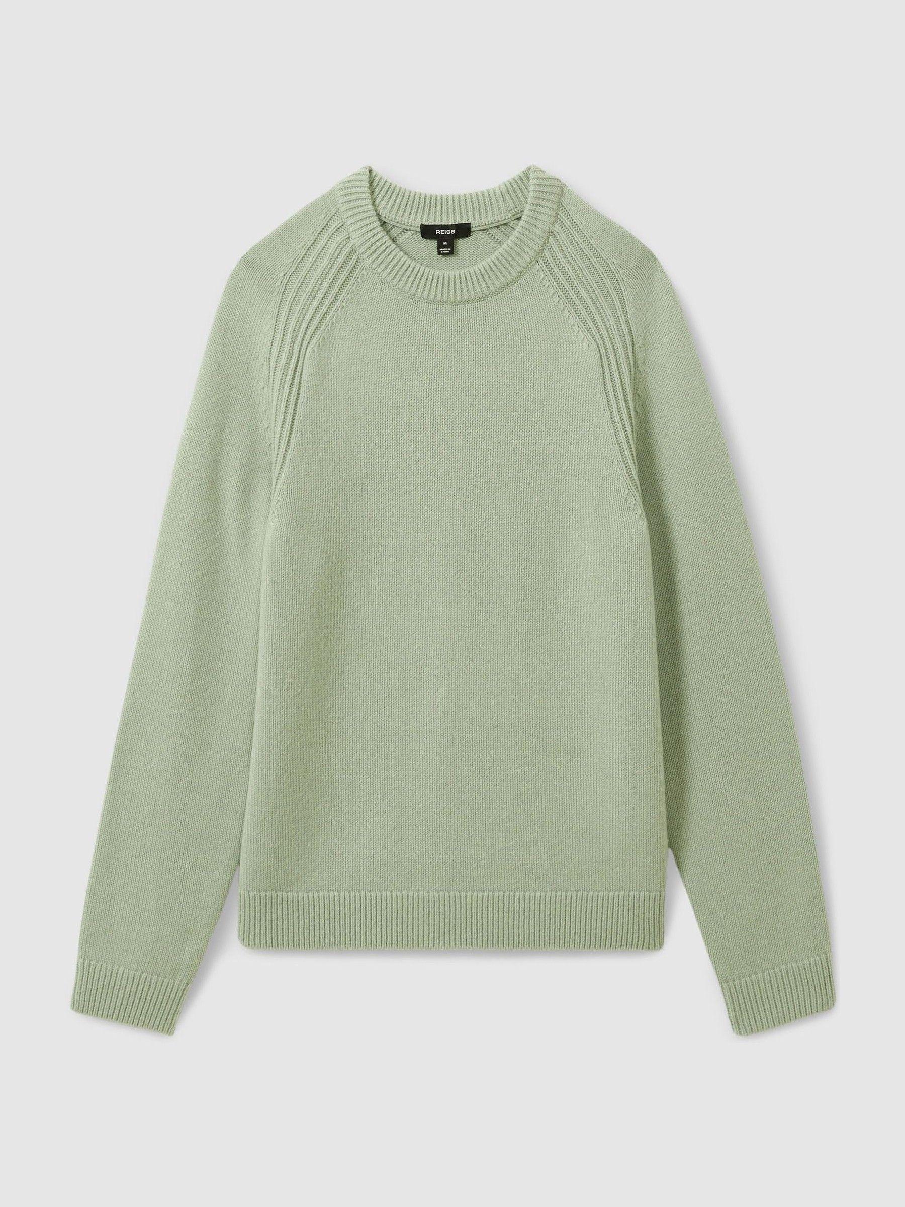 Wool-Blend Raglan-Sleeve Jumper in Sage Green Product Image