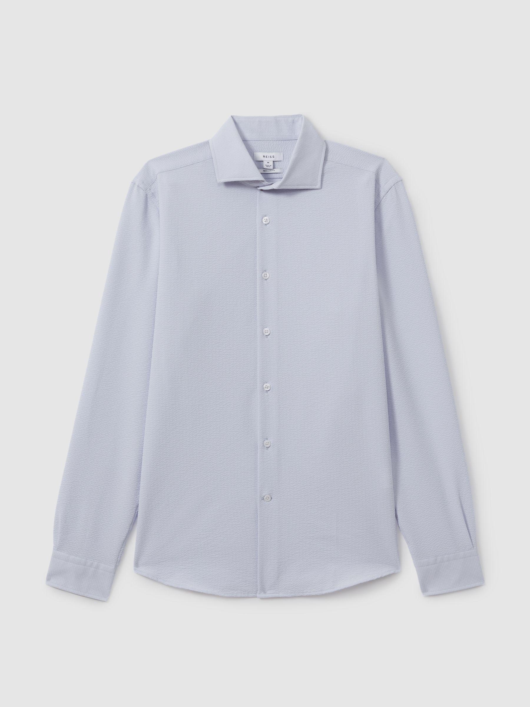 Textured Cutaway Collar Shirt in Soft Blue Product Image