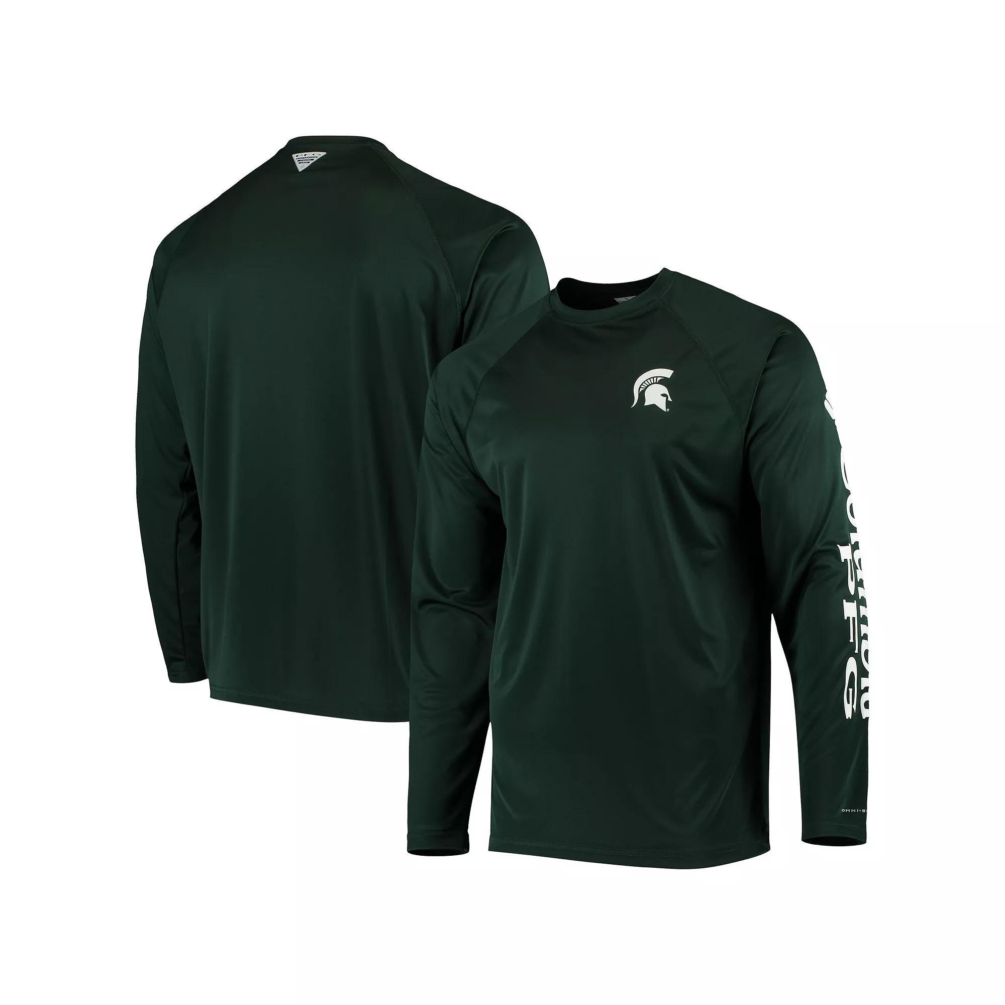 Men's Columbia PFG Green Michigan State Spartans Terminal Tackle Omni-Shade Long Sleeve T-Shirt,  Product Image