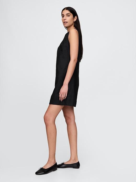 Linen-Blend Mini Shift Dress Product Image