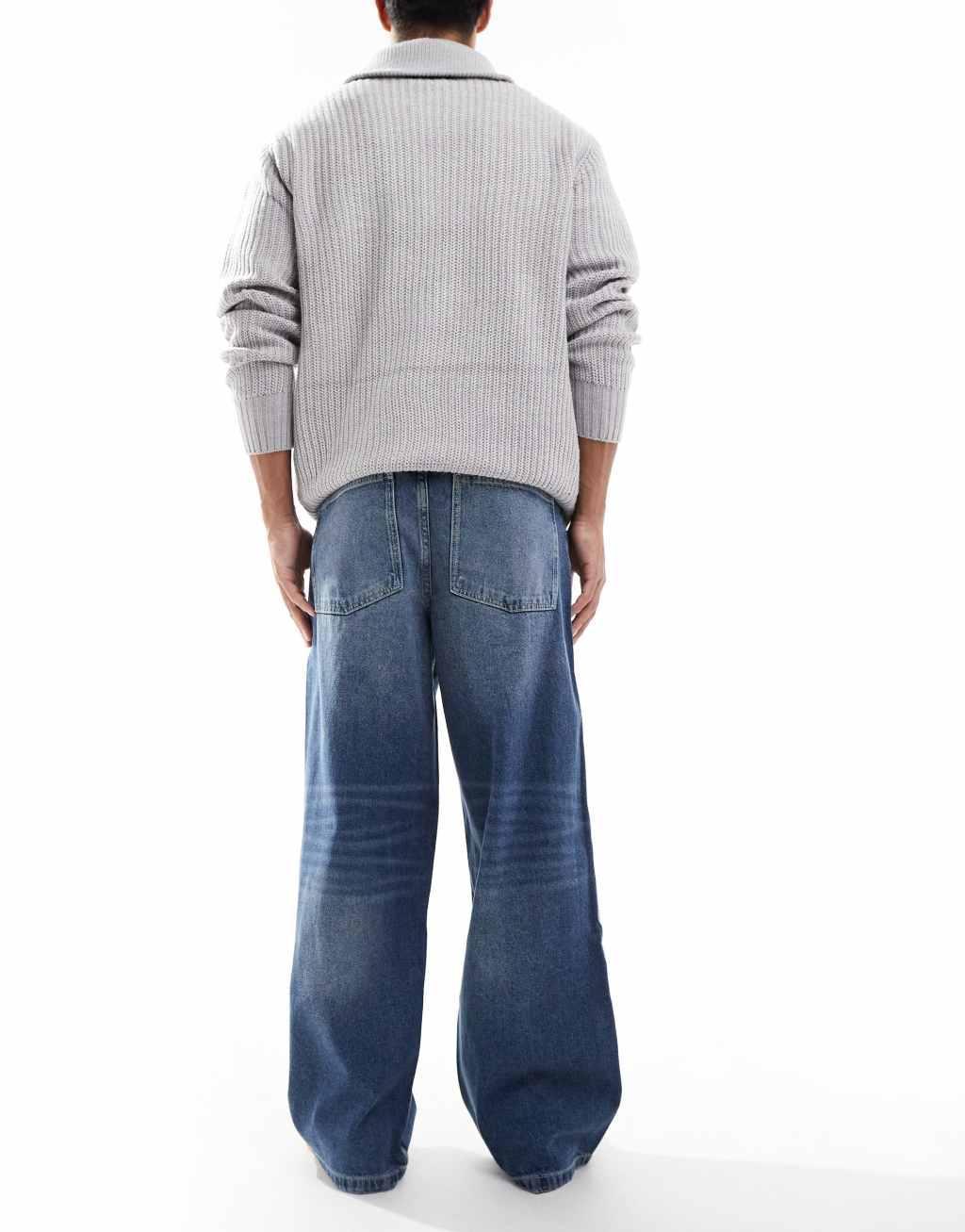 ASOS DESIGN super baggy jeans in mid wash blue Product Image