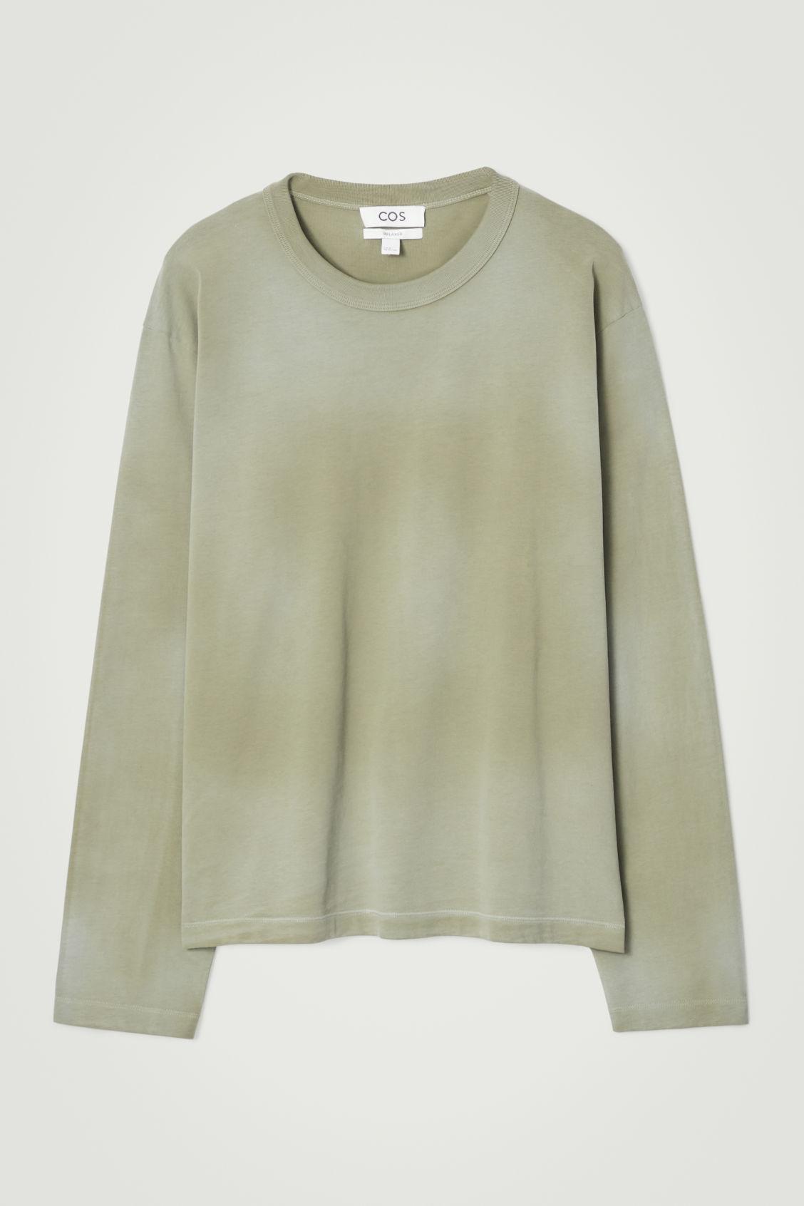 COS Boxy Heavyweight Long-sleeved T-shirt In Green Product Image