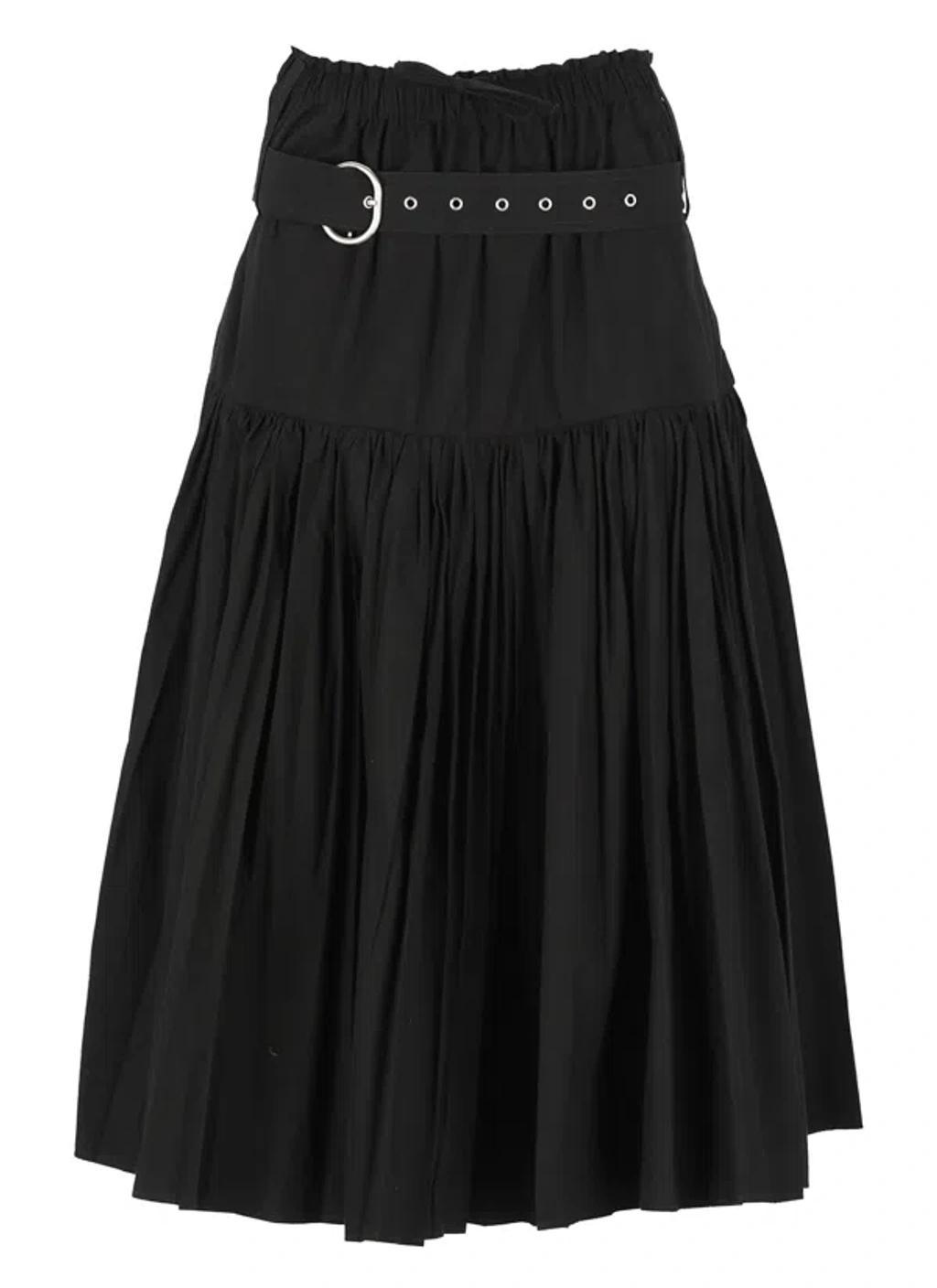 JIL SANDER Pleated High-waisted Midi Skirt In Nero Product Image