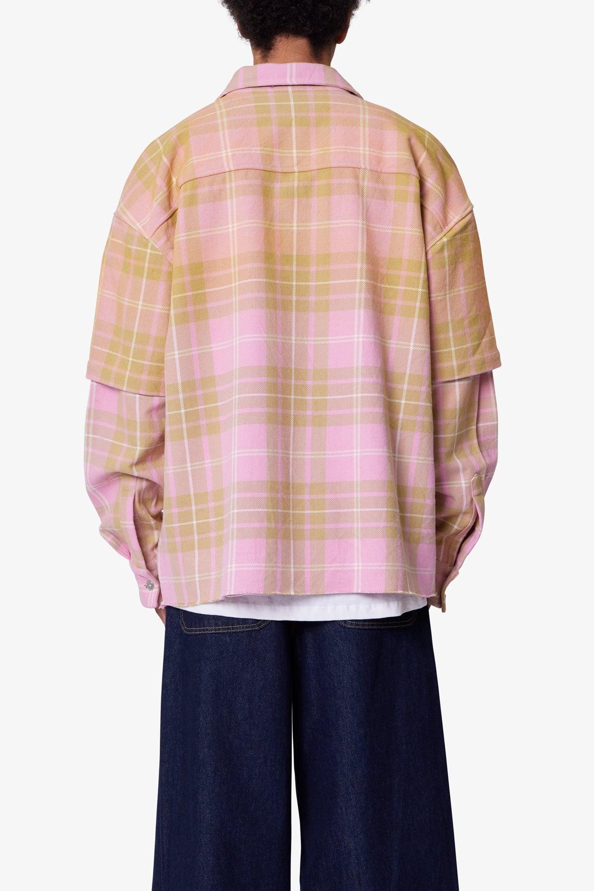 Dip Fade Flannel Shirt - Pink Product Image