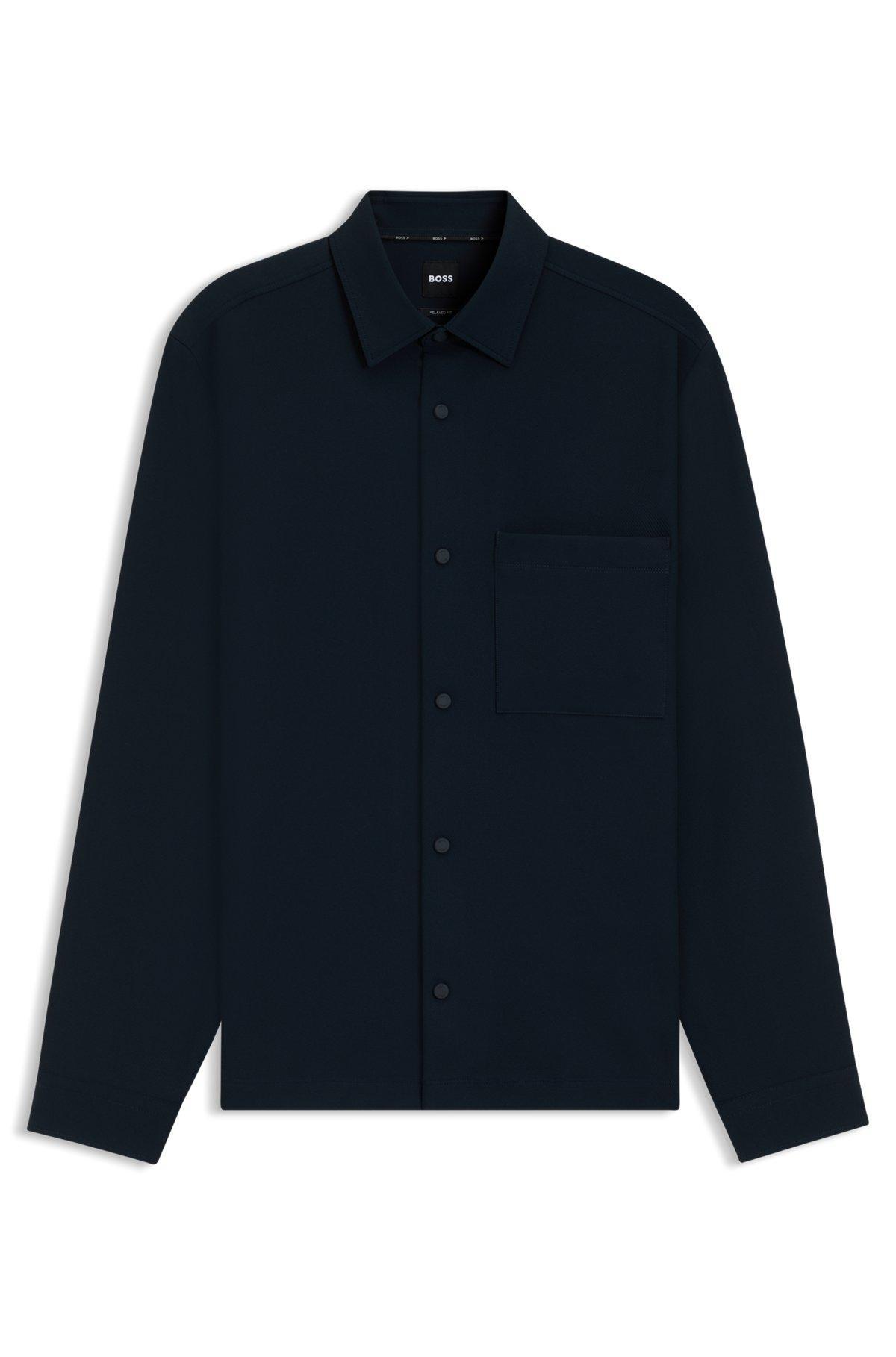 BOSS - Relaxed-fit shirt in performance-stretch twill - Dark Blue Product Image