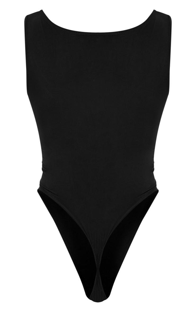 Black Basic Slinky Scoop Neck Bodysuit Product Image