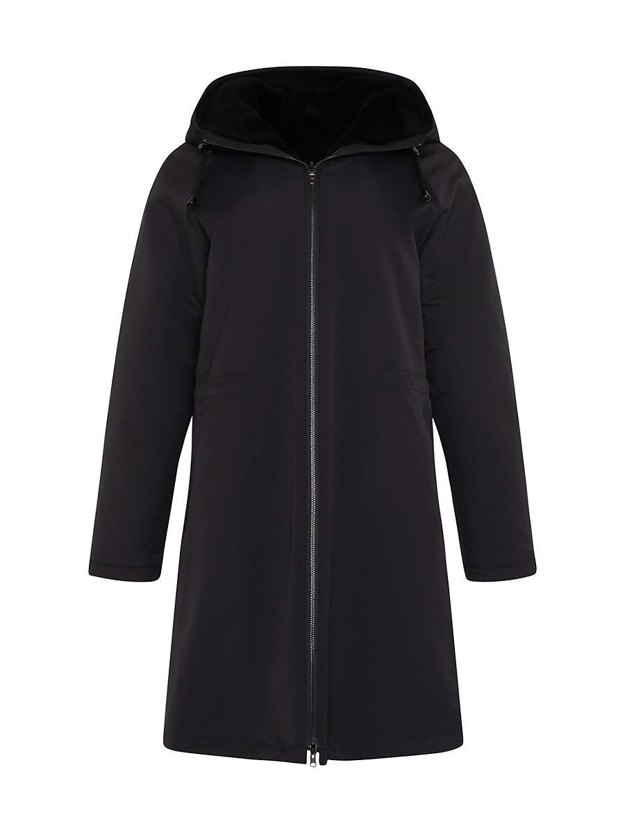 Womens Reversible Shearling Lamb Parka Jacket Product Image