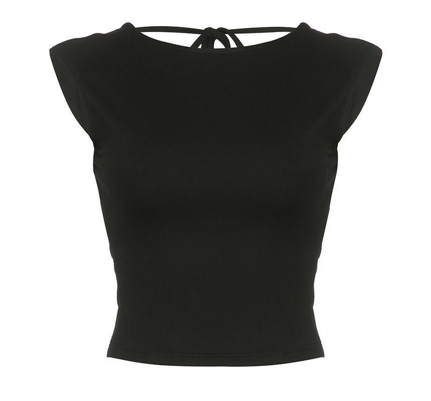 Plain Open-Back Crop Tank Top Product Image
