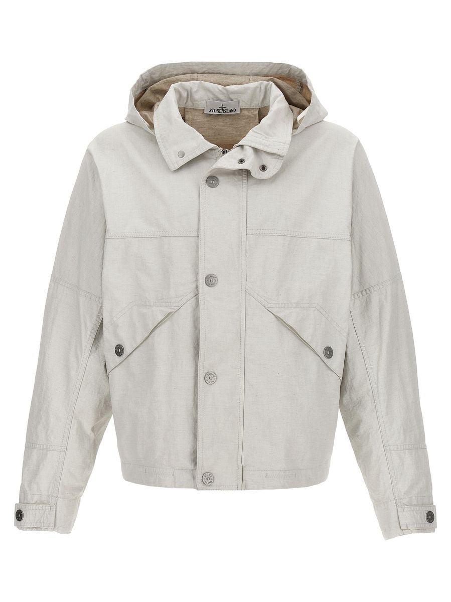 STONE ISLAND Raw Plated Linen S.i. Marina Casual Jackets, Parka White Product Image