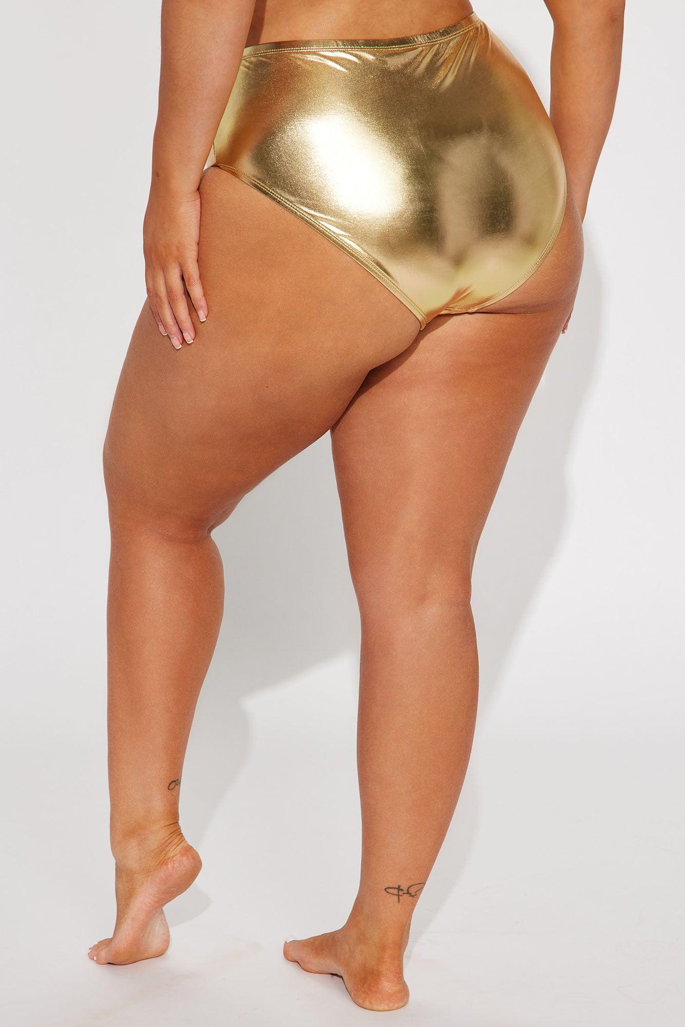 Maui Mix And Match Metallic High Rise Bikini Bottom - Gold Product Image