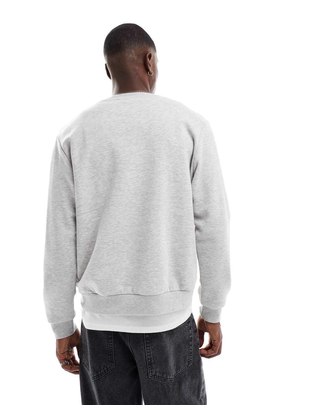 Jack & Jones oversized sweat with carp embroidery in light gray melange Product Image