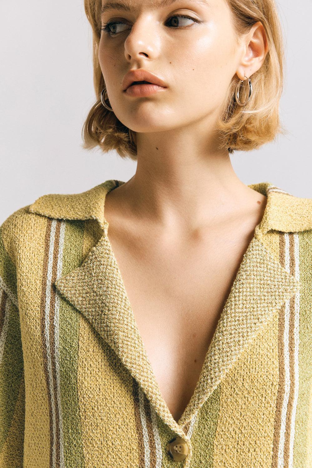 Harlow Knit Shirt Yellow Stripe Product Image