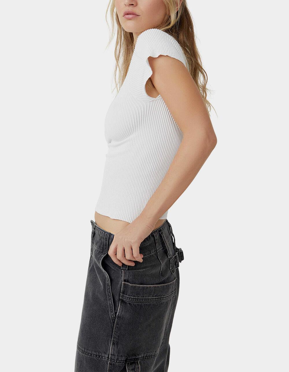 FREE PEOPLE Seamless Off The Shoulder Ribbed Womens Top - WHITE Product Image