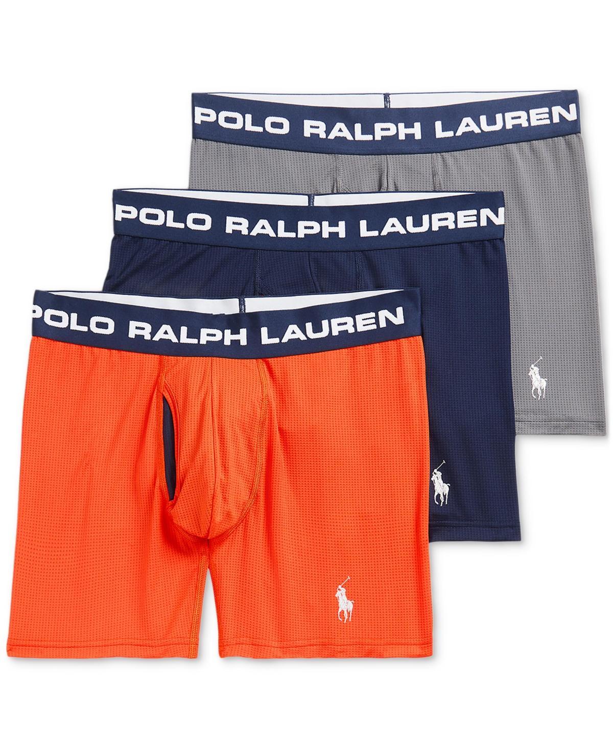 POLO RALPH LAUREN Men's 3-pk. Perfect Pouch Boxer Briefs In Dusk Orange,cruise Navy,combat Grey Product Image