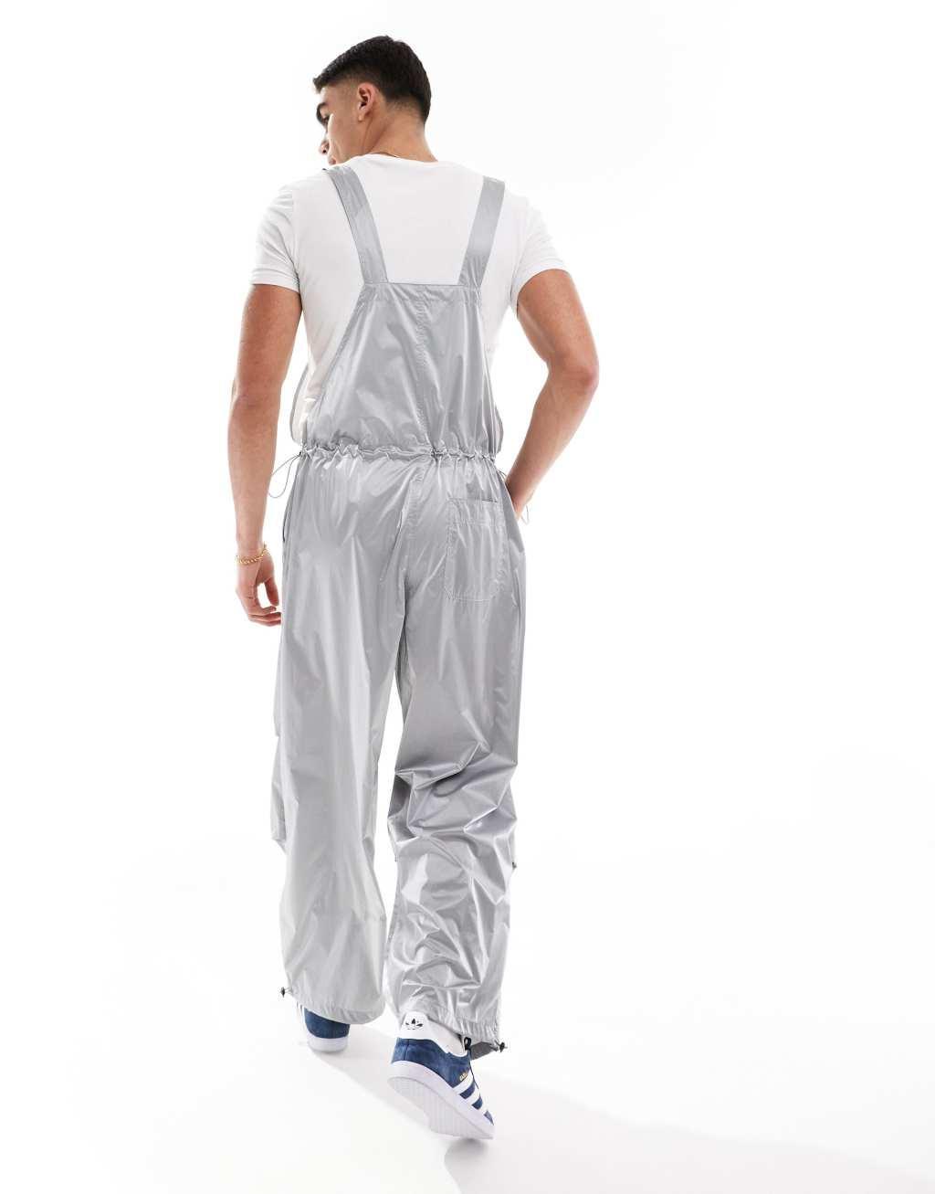 ASOS DESIGN nylon parachute overalls in silver Product Image