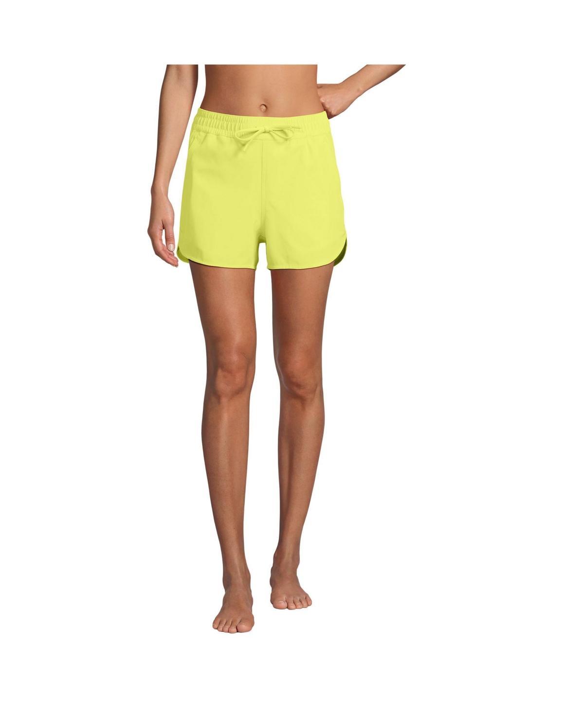 Womens Lands End Woven Packable Dolphin Hem Swim Cover-Up Shorts Sunlight Green Product Image