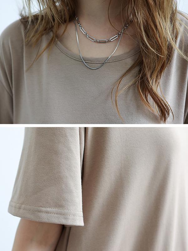 Simple Loose Short Sleeves Solid Color Round-Neck Maxi Dresses Product Image