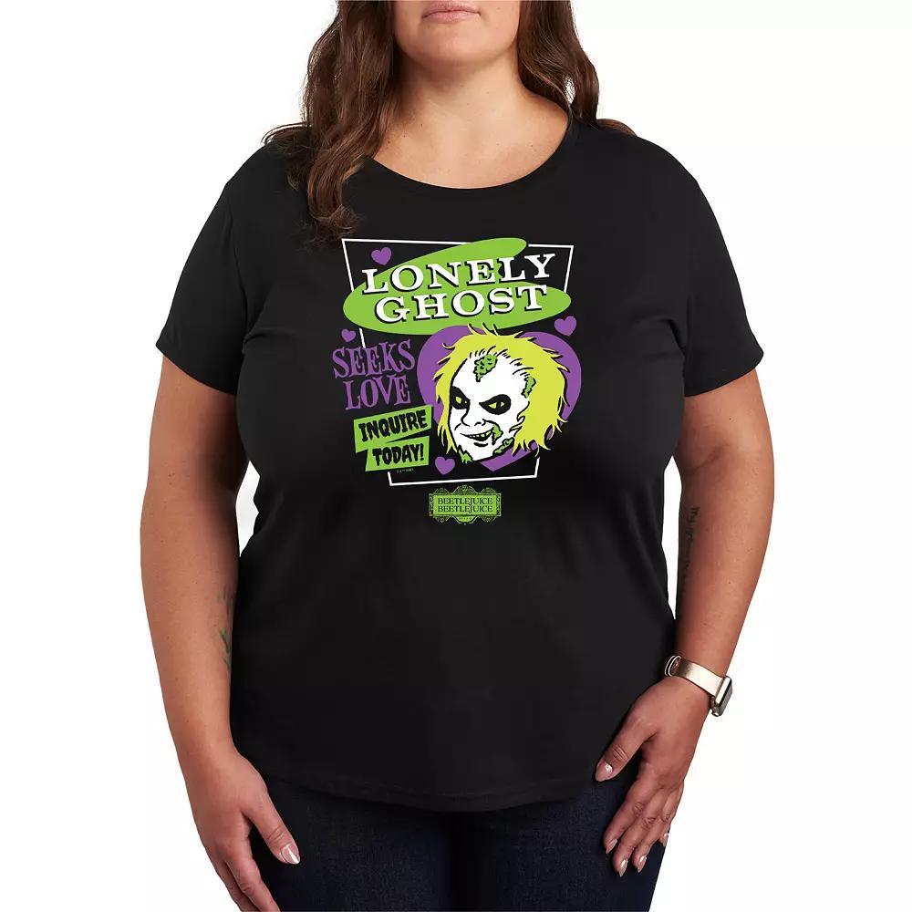 Plus Size Beetlejuice 2 Lonely Ghost Graphic Tee, Women's, Size: 3XL, Black Product Image