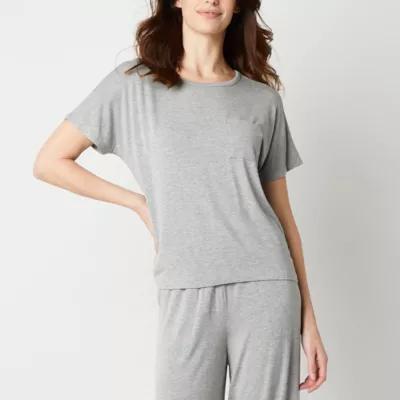 Ambrielle Womens Short Sleeve Crew Neck Pajama Top Product Image