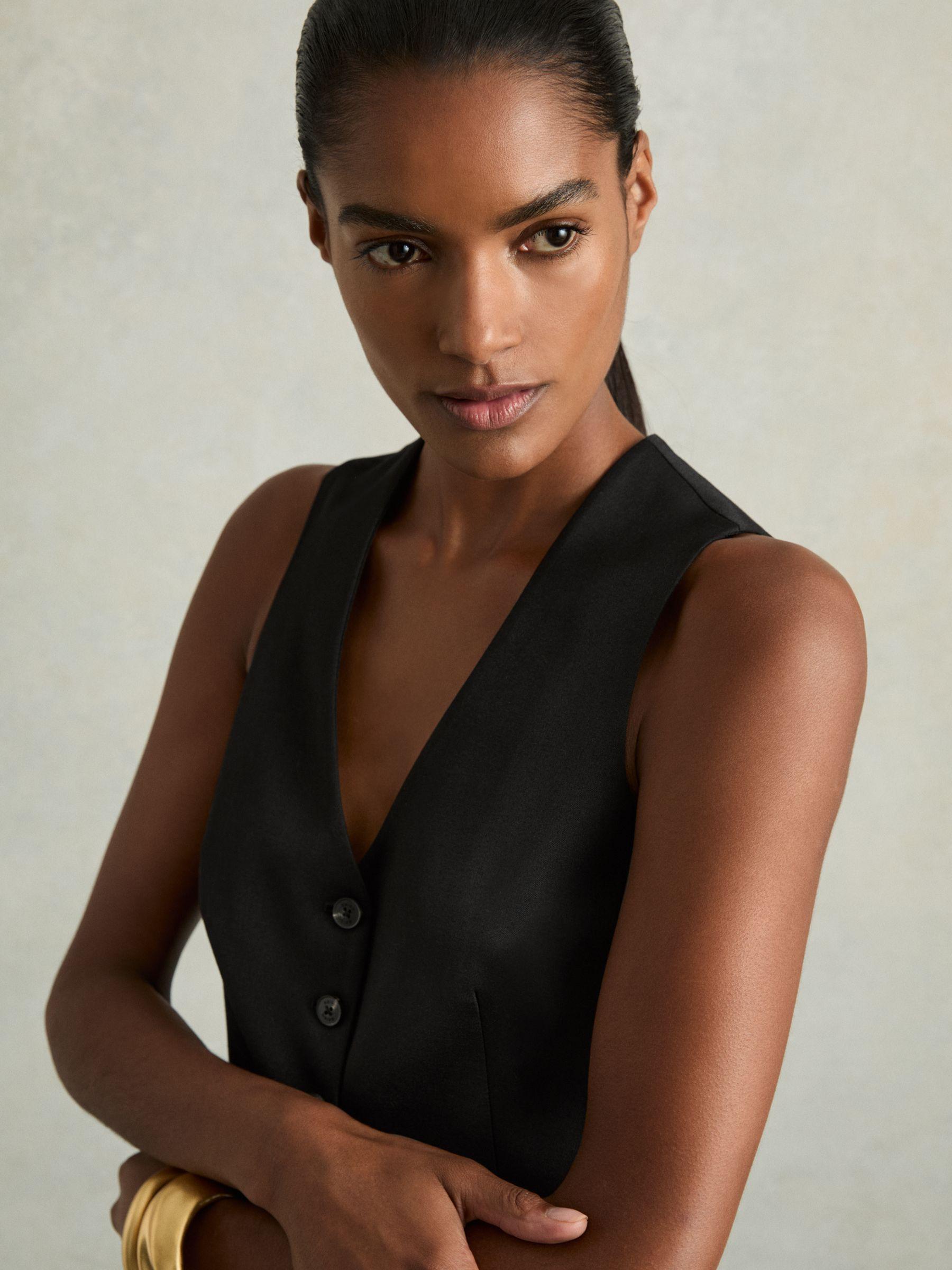 Single-Breasted Tailored Waistcoat in Black Product Image